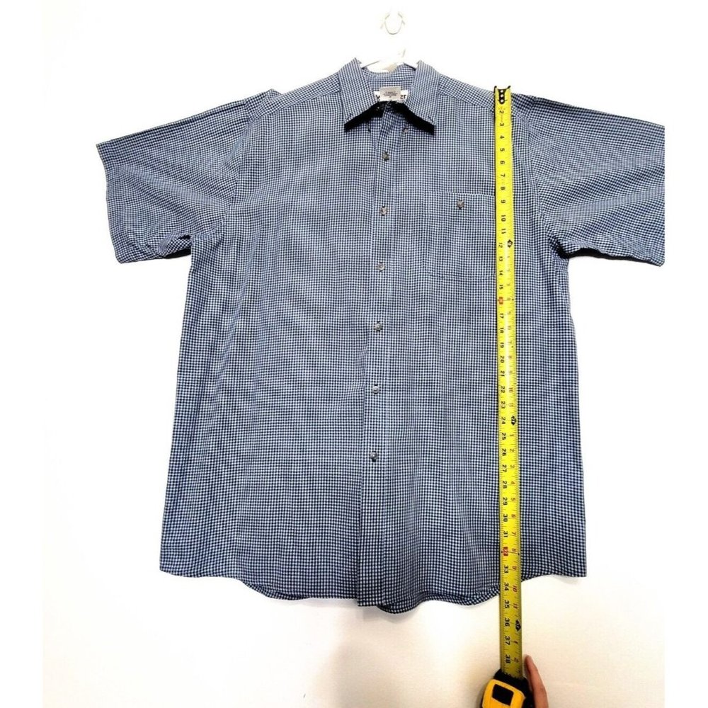 Wrangler Rugged Wear Short Sleeve Button Down Shirt Size 2XT Blue Small Check - Picture 5 of 7
